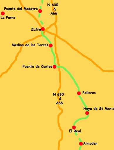 Map El Real to Zafra