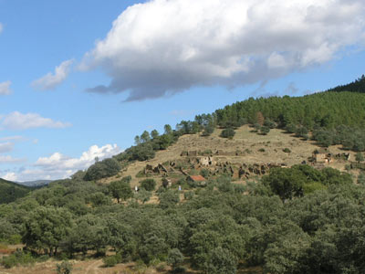 You can make out the ruined houses in that village
