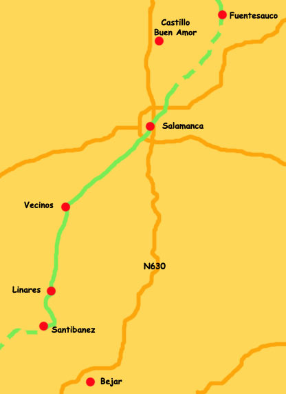 Map Bejar to salamanca