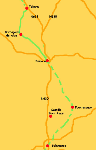 Map Salamanca to Zamora